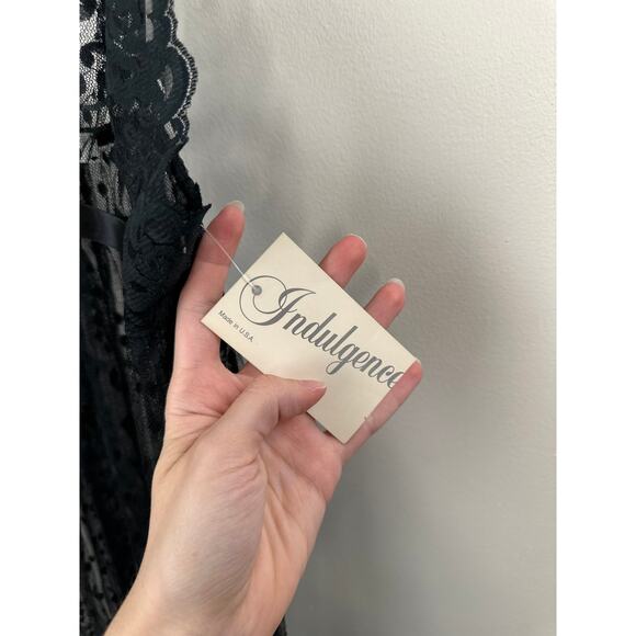 NWT Vintage Indulgence Black Sheer Lace Polka Dot Floral Ribbon Night Slip Dress - Picture 6 of 12